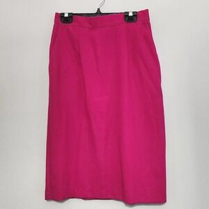 FIORI Pink Wool Skirt Womens Size 8 Made In Canada Pencil Pockets‎ Slit Lined